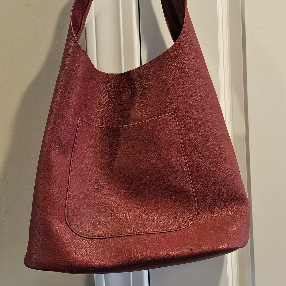 Elegant Red Leather Tote Bag